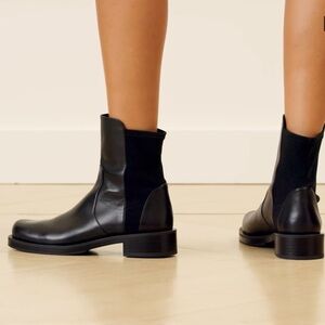 New Stuart Weitzman 5050 Bold Bootie Black Leather Chelsea Ankle Boot Sz 6.5